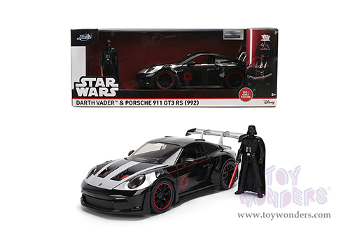 Jada Toys - Hollywood Rides |  Porsche 911 GT3 RS (992) with Darth Vader™ Diecast Figure "Star Wars" (1/24, diecast model car, Black/Silver) 36477
