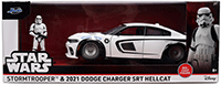 Show product details for Jada Toys - Hollywood Rides |  Dodge Charger SRT Hellcat with Stormtrooper™ Diecast Figure "Star Wars" (2021, 1/24, diecast model car, White) 36478