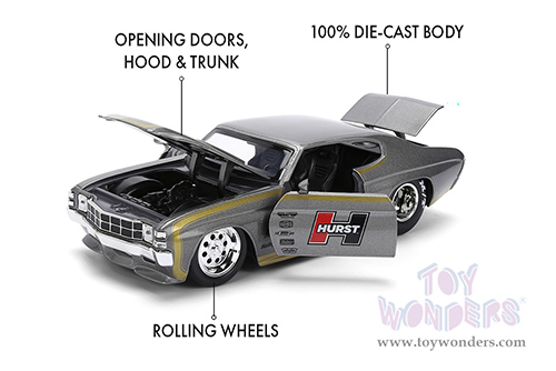 Jada Toys Bigtime Muscle - Chevrolet® Chevelle® SS™ "Hurst" (1971, 1/24 scale diecast model car, Gray/Gold) 36588