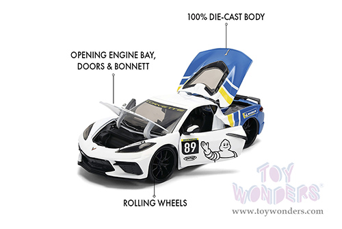 Jada Toys Bigtime Muscle - Chevrolet® Corvette® Stingray™ C8 #89 "Michelin" (2020, 1/24 scale diecast model car, White/Blue) 36597