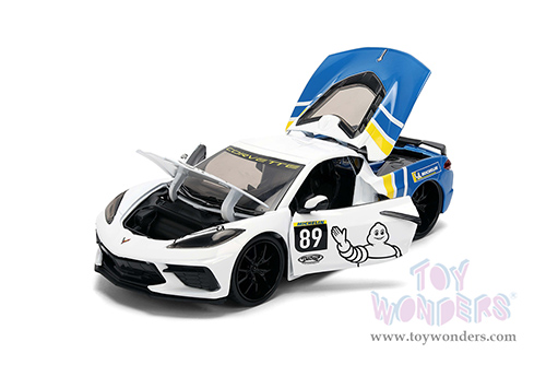 Jada Toys Bigtime Muscle - Chevrolet® Corvette® Stingray™ C8 #89 "Michelin" (2020, 1/24 scale diecast model car, White/Blue) 36597