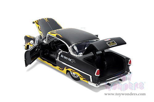 Jada Toys Bigtime Muscle - Chevrolet® Bel Air® "BTM Social Club" (1955, 1/24 scale diecast model car, Black/Yellow Flames) 36606