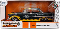 Jada Toys Bigtime Muscle - Chevrolet® Bel Air® "BTM Social Club" (1955, 1/24 scale diecast model car, Black/Yellow Flames) 36606; 