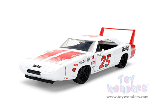 Jada Toys Bigtime Muscle - Dodge Charger Daytona #25 (1969, 1/24 scale diecast model car, White/Red Stripes) 36608