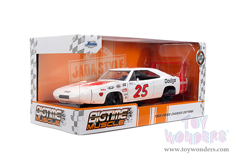 Jada Toys Bigtime Muscle - Dodge Charger Daytona #25 (1969, 1/24 scale diecast model car, White/Red Stripes) 36608