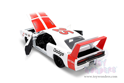 Jada Toys Bigtime Muscle - Dodge Charger Daytona #25 (1969, 1/24 scale diecast model car, White/Red Stripes) 36608