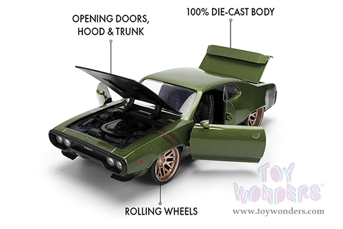 Jada Toys Bigtime Muscle - Plymouth GTX Hardtop (1972, 1/24 scale diecast model car, Dark Green) 36617