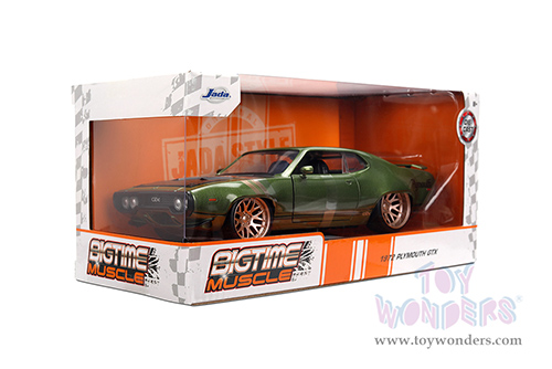 Jada Toys Bigtime Muscle - Plymouth GTX Hardtop (1972, 1/24 scale diecast model car, Dark Green) 36617