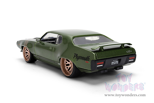 Jada Toys Bigtime Muscle - Plymouth GTX Hardtop (1972, 1/24 scale diecast model car, Dark Green) 36617