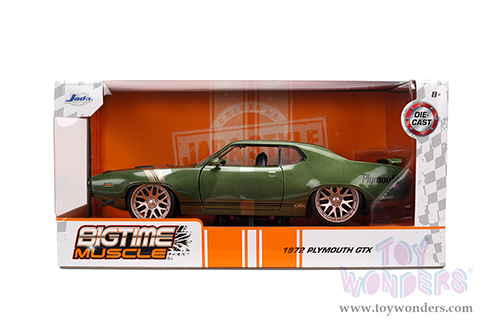Jada Toys Bigtime Muscle - Plymouth GTX Hardtop (1972, 1/24 scale diecast model car, Dark Green) 36617