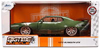 Jada Toys Bigtime Muscle - Plymouth GTX Hardtop (1972, 1/24 scale diecast model car, Dark Green) 36617; 