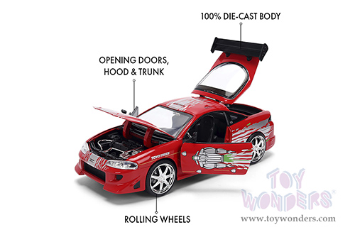 Jada Toys Fast & Furious - Brian's Mitsubishi Eclipse Remix (1/24 scale diecast model car, Red) 36815
