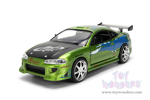 Jada Toys Fast & Furious - Brian's Mitsubishi Eclipse - 25th Anniversary series (1/24 scale diecast model car, Green Brush Finish) 36817