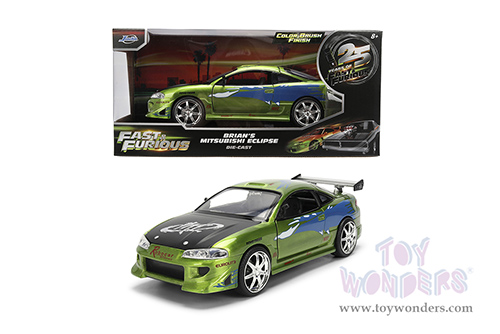 Jada Toys Fast & Furious - Brian's Mitsubishi Eclipse - 25th Anniversary series (1/24 scale diecast model car, Green Brush Finish) 36817