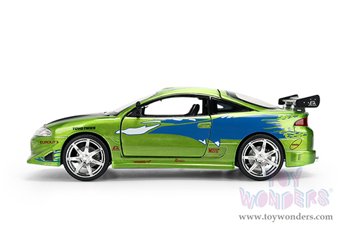 Jada Toys Fast & Furious - Brian's Mitsubishi Eclipse - 25th Anniversary series (1/24 scale diecast model car, Green Brush Finish) 36817