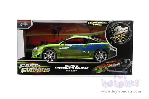 Jada Toys Fast & Furious - Brian's Mitsubishi Eclipse - 25th Anniversary series (1/24 scale diecast model car, Green Brush Finish) 36817