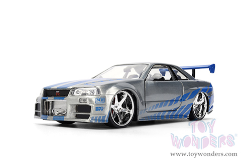 Jada Toys Fast & Furious - Brian's Nissan Skyline GT-R (R34) - 25th Anniversary series (1/24 scale diecast model car, Silver Brush Finish) 36818