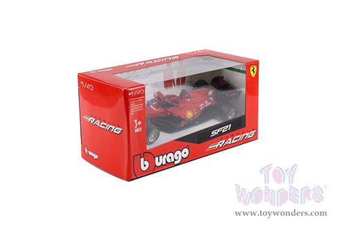 BBurago Ferrari Racing - Ferrari SF21 #16 Charles Leclerc Formula One F1 Car (2021) (1/43 scale diecast model car, Matte Red) 36820/16M