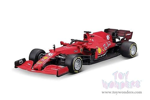 BBurago Ferrari Racing - Ferrari SF21 #16 Charles Leclerc Formula One F1 Car (2021) (1/43 scale diecast model car, Red) 36820