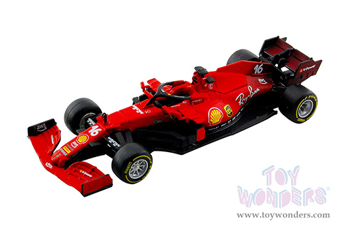 BBurago Ferrari Racing - Ferrari SF21 #16 Charles Leclerc Formula One F1 Car (2021) (1/43 scale diecast model car, Red) 36820