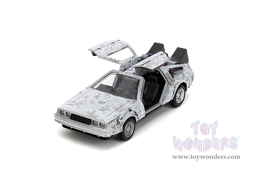 Jada Toys - Hollywood Rides | DeLorean DMC (Time Machine) "Back to the Future" with Dr. E. Brown's Enterprise truck 40th Anniversary Special Packaging (1/32 scale diecast model car, Frost Brush Metal) 36848