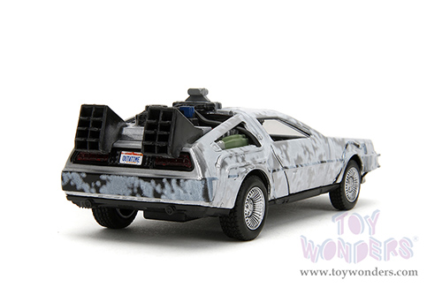 Jada Toys - Hollywood Rides | DeLorean DMC (Time Machine) "Back to the Future" with Dr. E. Brown's Enterprise truck 40th Anniversary Special Packaging (1/32 scale diecast model car, Frost Brush Metal) 36848
