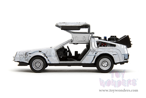 Jada Toys - Hollywood Rides | DeLorean DMC (Time Machine) "Back to the Future" with Dr. E. Brown's Enterprise truck 40th Anniversary Special Packaging (1/32 scale diecast model car, Frost Brush Metal) 36848