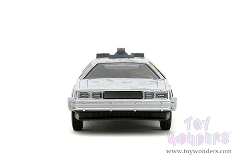 Jada Toys - Hollywood Rides | DeLorean DMC (Time Machine) "Back to the Future" with Dr. E. Brown's Enterprise truck 40th Anniversary Special Packaging (1/32 scale diecast model car, Frost Brush Metal) 36848