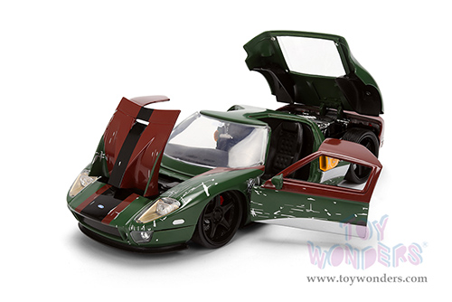 Jada Toys - Hollywood Rides | Ford GT (Weathered) with Boba Fett™ Figure "Star Wars" (2005, 1/24, diecast model car, Green/Brown) 36909