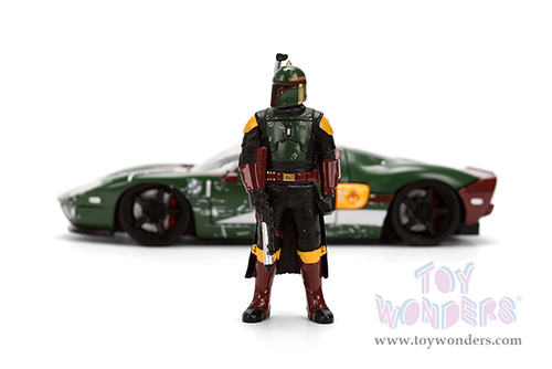 Jada Toys - Hollywood Rides | Ford GT (Weathered) with Boba Fett™ Figure "Star Wars" (2005, 1/24, diecast model car, Green/Brown) 36909