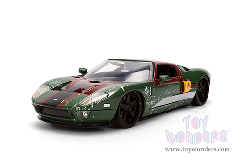 Jada Toys - Hollywood Rides | Ford GT (Weathered) with Boba Fett™ Figure "Star Wars" (2005, 1/24, diecast model car, Green/Brown) 36909