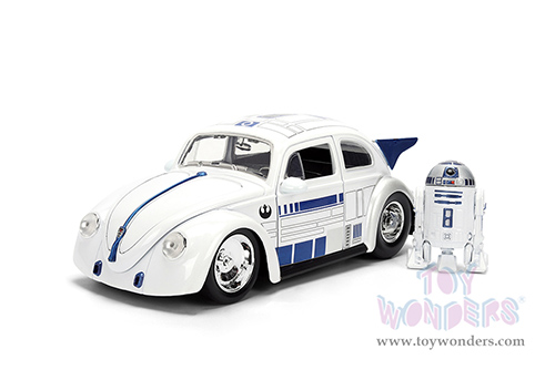 Jada Toys - Hollywood Rides |  Volkswagen Drag Beetle with R2-D2™ Diecast Figure "Star Wars" (1959, 1/24, diecast model car, White) 36912