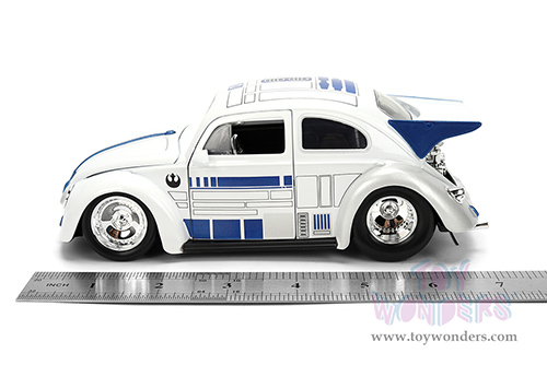 Jada Toys - Hollywood Rides |  Volkswagen Drag Beetle with R2-D2™ Diecast Figure "Star Wars" (1959, 1/24, diecast model car, White) 36912