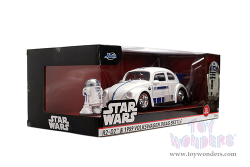 Jada Toys - Hollywood Rides |  Volkswagen Drag Beetle with R2-D2™ Diecast Figure "Star Wars" (1959, 1/24, diecast model car, White) 36912