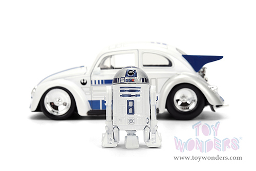 Jada Toys - Hollywood Rides |  Volkswagen Drag Beetle with R2-D2™ Diecast Figure "Star Wars" (1959, 1/24, diecast model car, White) 36912