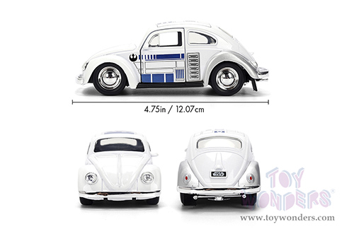 Jada Toys - Hollywood Rides | Volkswagen Beetle R2-D2 "Star Wars" (1959, 1/32 scale diecast model car, White) 36982