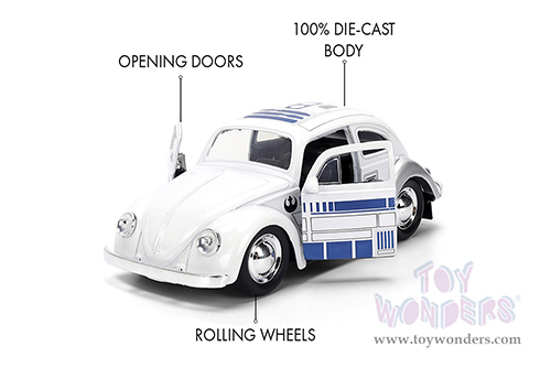 Jada Toys - Hollywood Rides | Volkswagen Beetle R2-D2 "Star Wars" (1959, 1/32 scale diecast model car, White) 36982