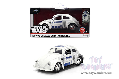 Jada Toys - Hollywood Rides | Volkswagen Beetle R2-D2 "Star Wars" (1959, 1/32 scale diecast model car, White) 36982