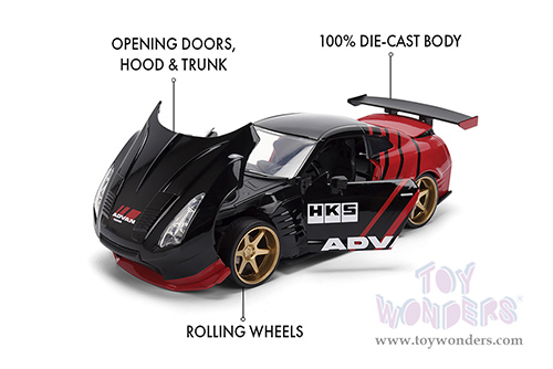 Jada Toys JDM Tuners™ - Nissan GT-R Ben Sopra HKS "Advan" (2009, 1/24, diecast model car, Black/Red) 37022