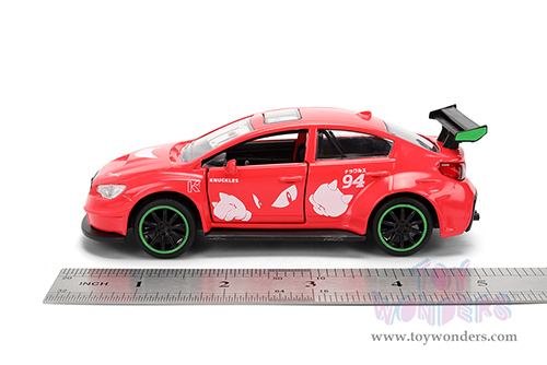 Jada Toys - Hollywood Rides | Subaru WRX STi with Knuckles Theme "Sonic the Hedgehog" (2016, 1/32 scale diecast model car, Red) 37024
