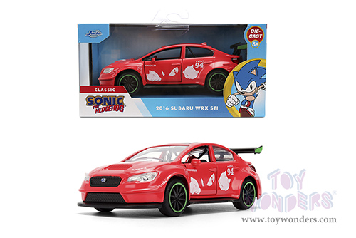 Jada Toys - Hollywood Rides | Subaru WRX STi with Knuckles Theme "Sonic the Hedgehog" (2016, 1/32 scale diecast model car, Red) 37024