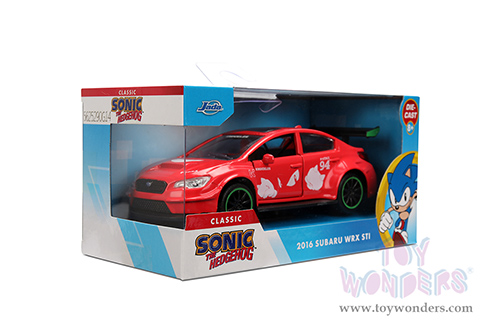 Jada Toys - Hollywood Rides | Subaru WRX STi with Knuckles Theme "Sonic the Hedgehog" (2016, 1/32 scale diecast model car, Red) 37024