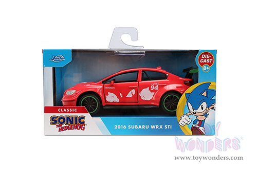 Jada Toys - Hollywood Rides | Subaru WRX STi with Knuckles Theme "Sonic the Hedgehog" (2016, 1/32 scale diecast model car, Red) 37024