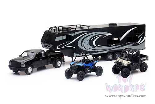 New Ray - Xtreme Adventure | Pick Up with Trailer & Polaris Vehicles Set (1/32, durable molded construction, Asstd.) 37046
