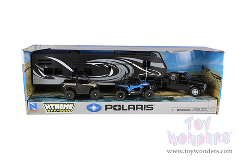 New Ray - Xtreme Adventure | Pick Up with Trailer & Polaris Vehicles Set (1/32, durable molded construction, Asstd.) 37046