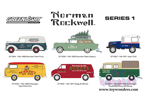 Greenlight - Norman Rockwell&trade; Delivery Vehicles Series 1 (1/64 scale die cast model car, Asstd.) 37150/48