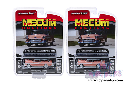 Greenlight - Mecum&trade; Auctions Collector Cars Series 3 | Chevrolet&reg; Nomad - Las Vegas 2018 (1955, 1/64 scale diecast model car, Coral/Shadow Gray) 37170A/48