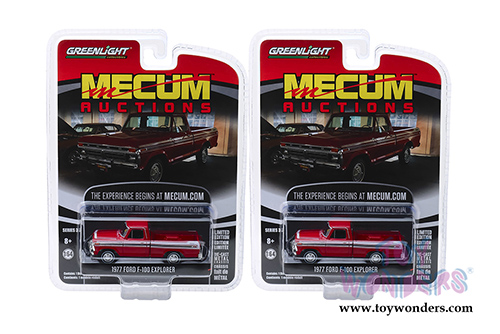 Greenlight - Mecum&trade; Auctions Collector Car Series 3 | Ford F-100 Explorer Pickup Truck - Kissimmee 2018 (1977, 1/64 scale diecast model car, Red) 37170F/48