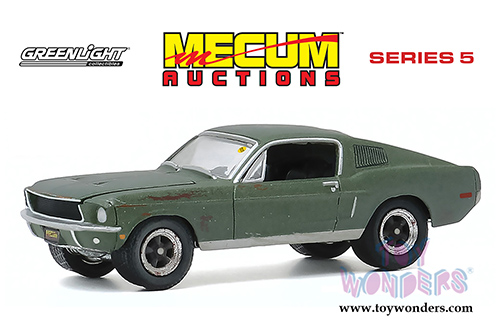 Greenlight - Mecum&trade; Auctions Collector Car Series 5 | Ford Mustang GT "Bullitt" (Kissimmee 2020 Lot #F150) (1968, 1/64 scale diecast model car, Green) 37210A/48