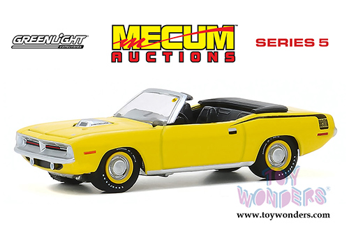 Greenlight - Mecum&trade; Auctions Collector Car Series 5 | Plymouth HEMI&reg; Cuda Convertible (Indianapolis 2019 Lot #F120)(1970, 1/64 scale diecast model car, Yellow) 37210C/48